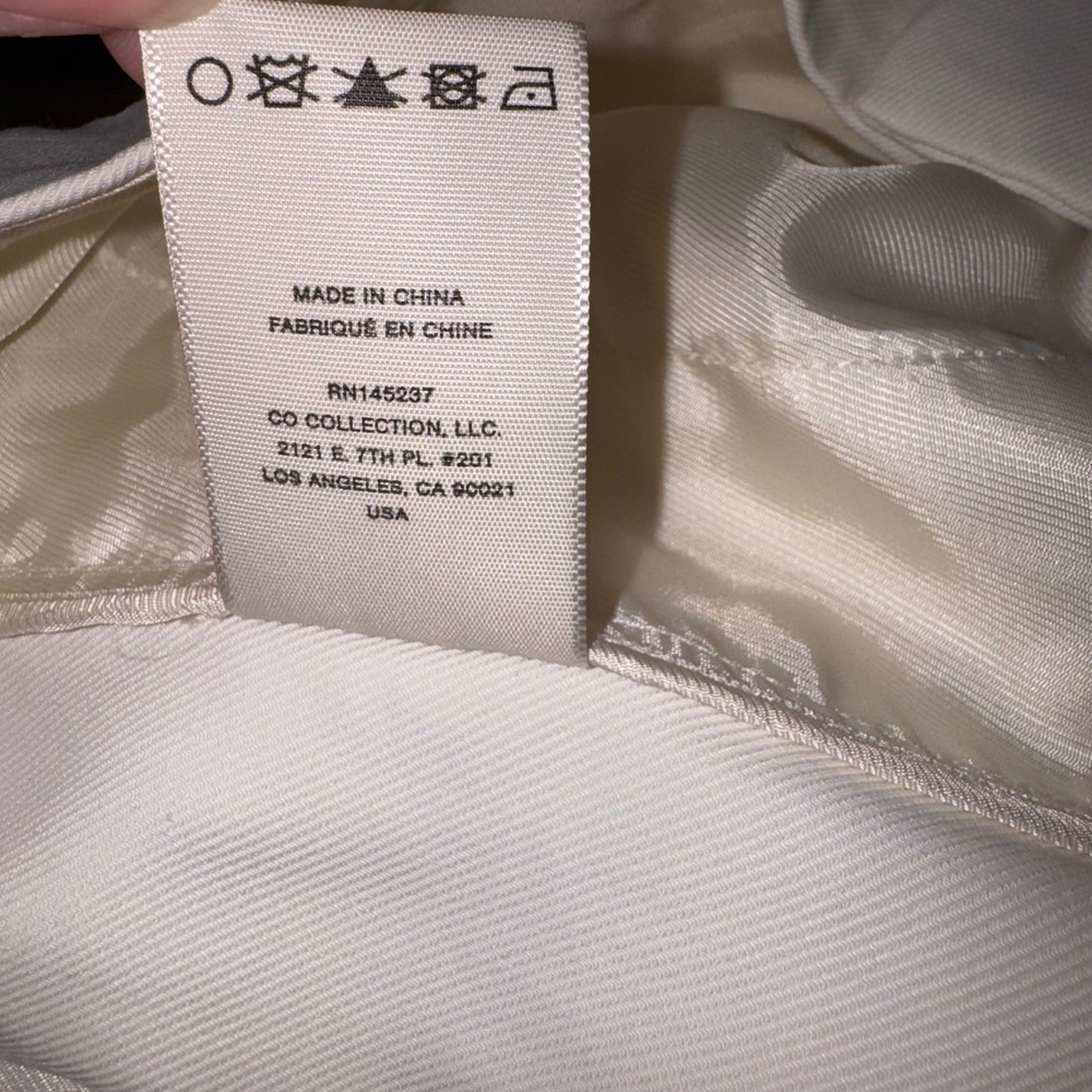 CO Collection Ivory Wide Leg Pleated Trousers Italian Viscose Wool Blend Size 8 - Picture 13 of 15